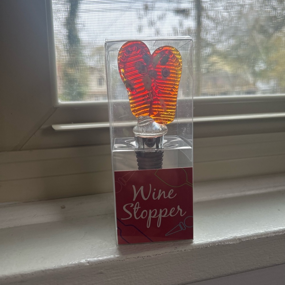 Vibrant Orange Flip Flop Wine Stopper